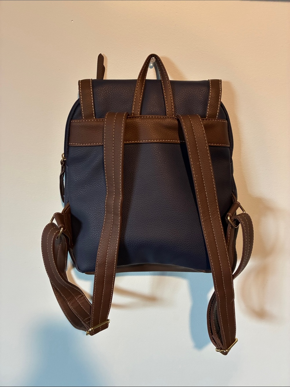 Rosetti Navy and Brown Leather-Trim Backpack - Picture 2 of 4